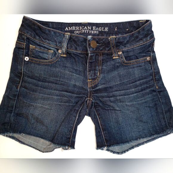 American Eagle Outfitters stretch denim button jean shorts size 0 - Picture 1 of 11